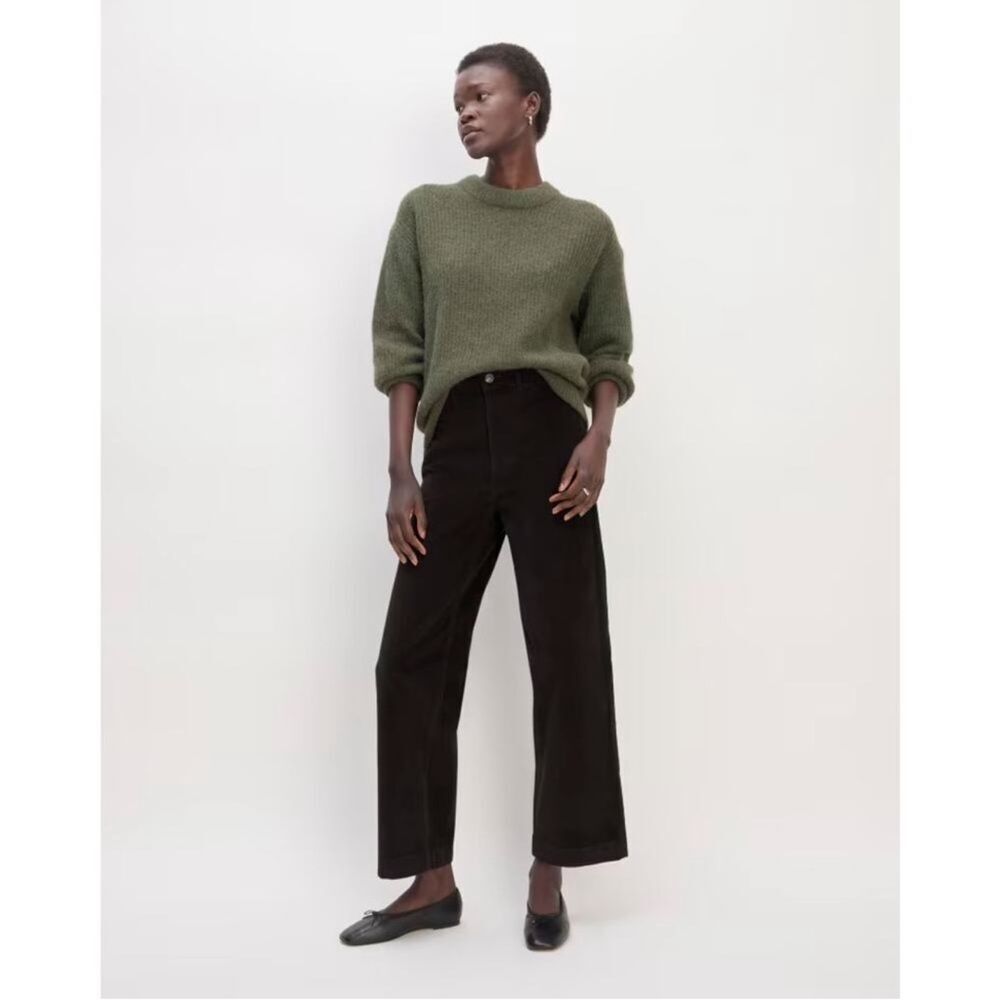 Everlane The Corduroy Wide-Leg Pants High Rise in Black Pockets Size 10